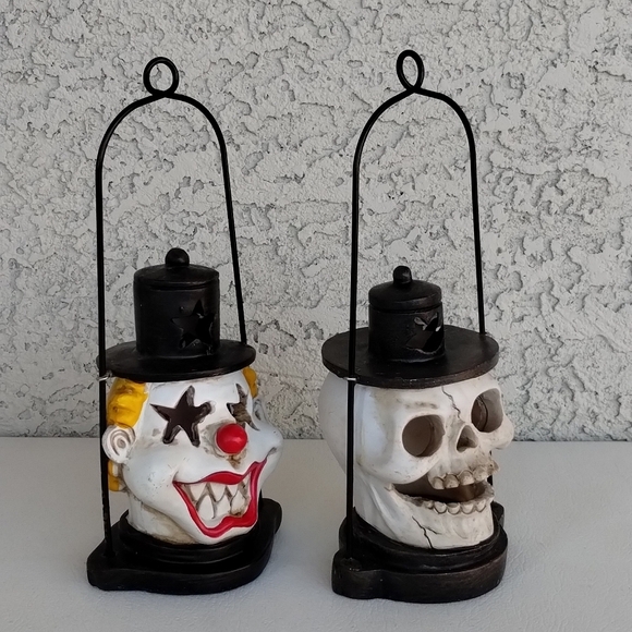 Light Up LED Halloween Creepy Horror Movie Clown Skull Lantern Set - Picture 9 of 11